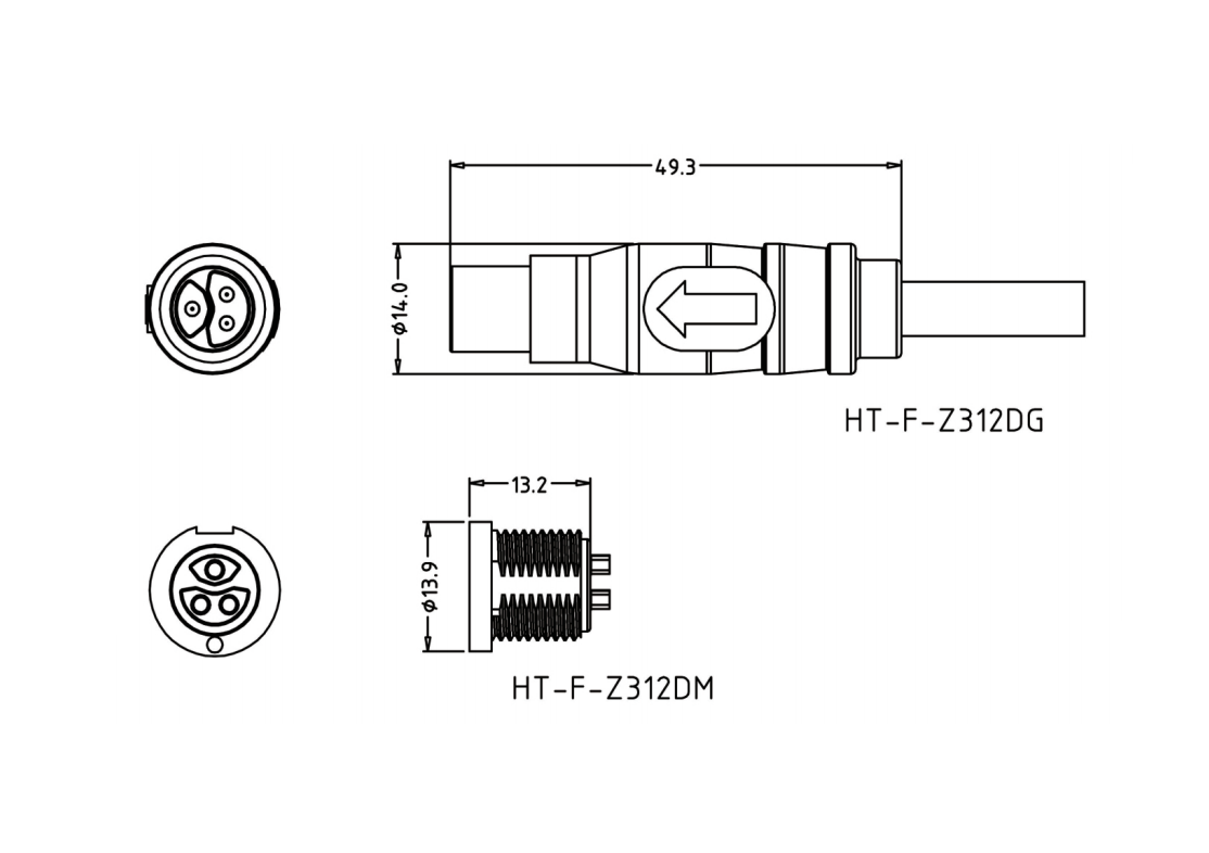 Z312D 3 pin Panel Mount Battery connector Buy HTFZ312D, ebike